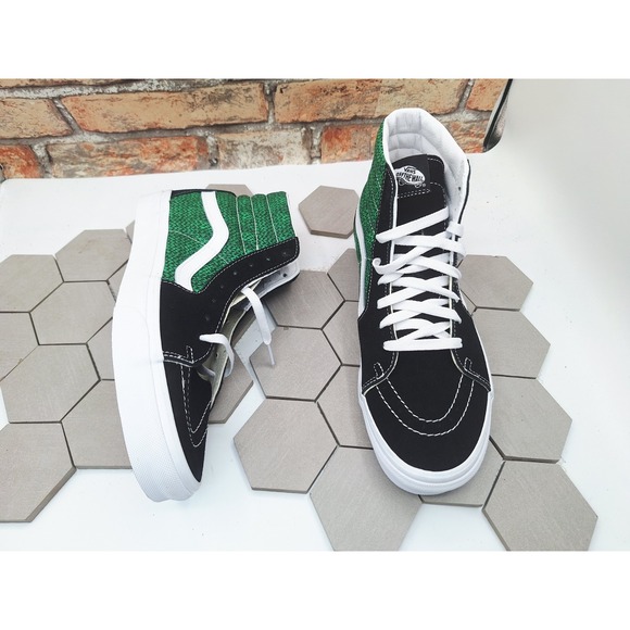 VANS Sk8-Hi Men's Hi Shoes Green Black Uggly Sweater Weather Pattern Sz 0 Rare - Picture 7 of 10